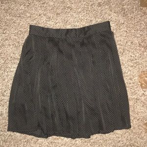Black and white polka dot pleated A line skirt